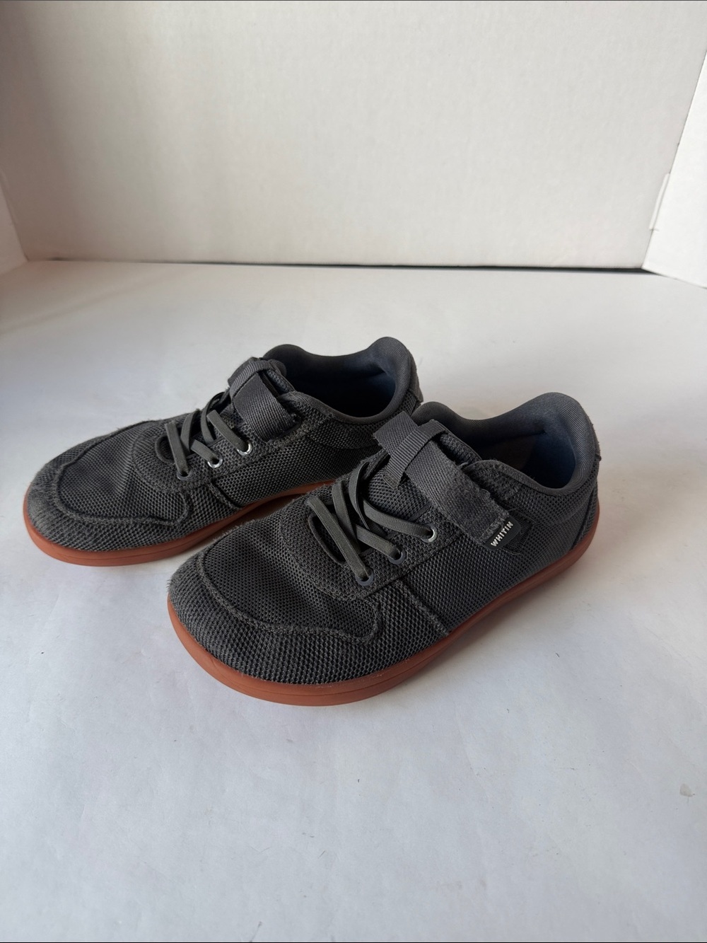 WHITIN Charcoal Mesh Kids Sneakers with Brown Gum Sole